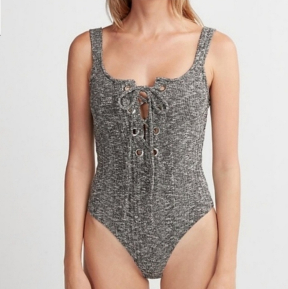 Express Lace-Up Thong Bodysuit